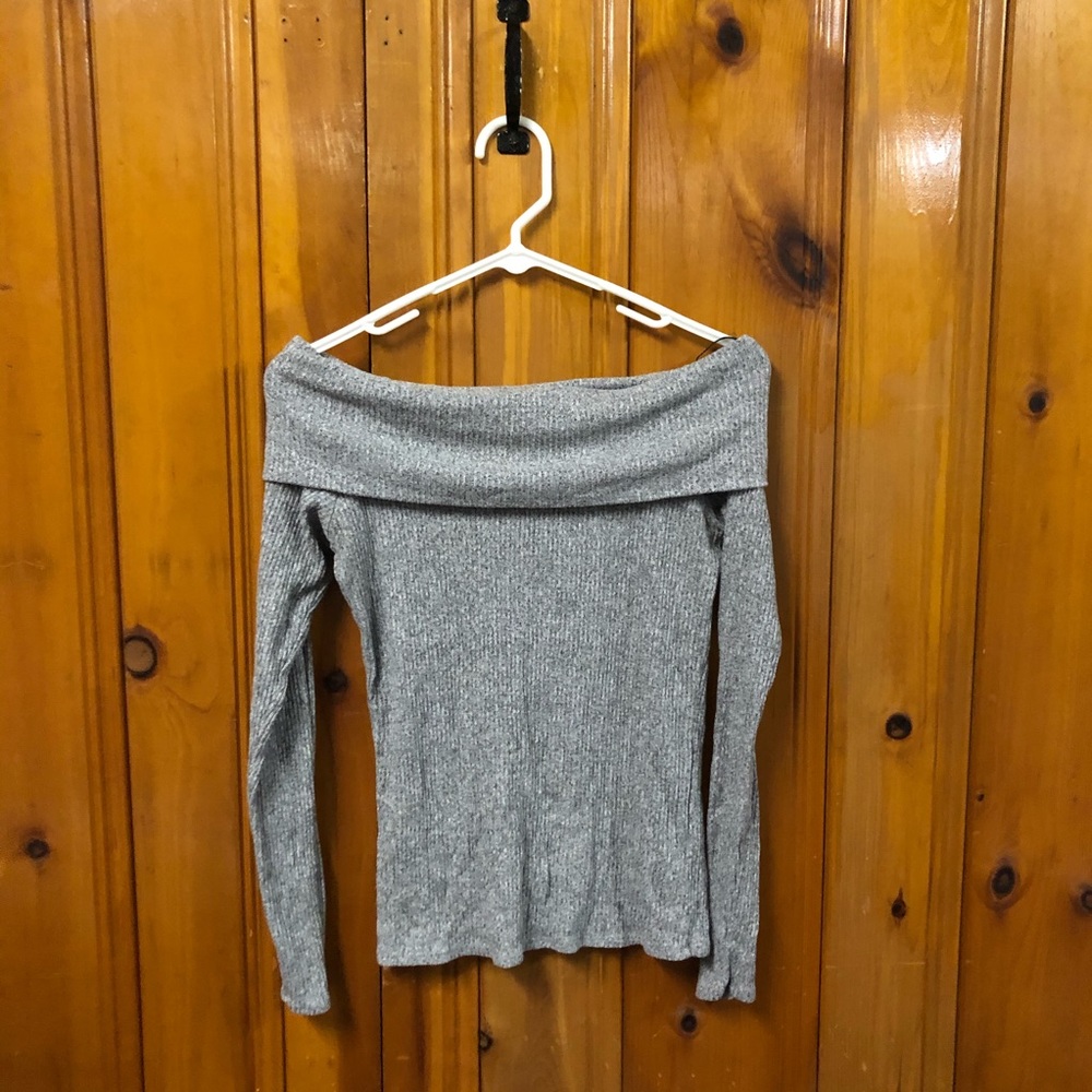 Long sleeved off the shoulder shirt
